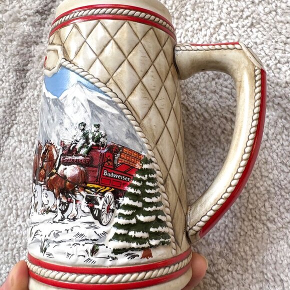 Budweiser Clydesdale Beer Stein Pair Vintage Limited Edition Collectible Barware - Picture 9 of 12